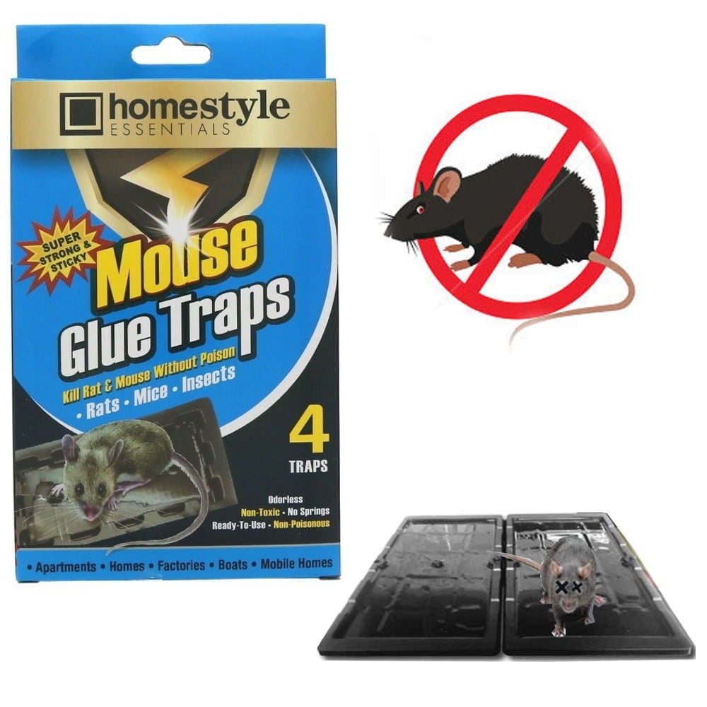 4 LARGE 9" MOUSE TRAPS glue mice rat insect rodent pest control PEANUT SCENT 4 