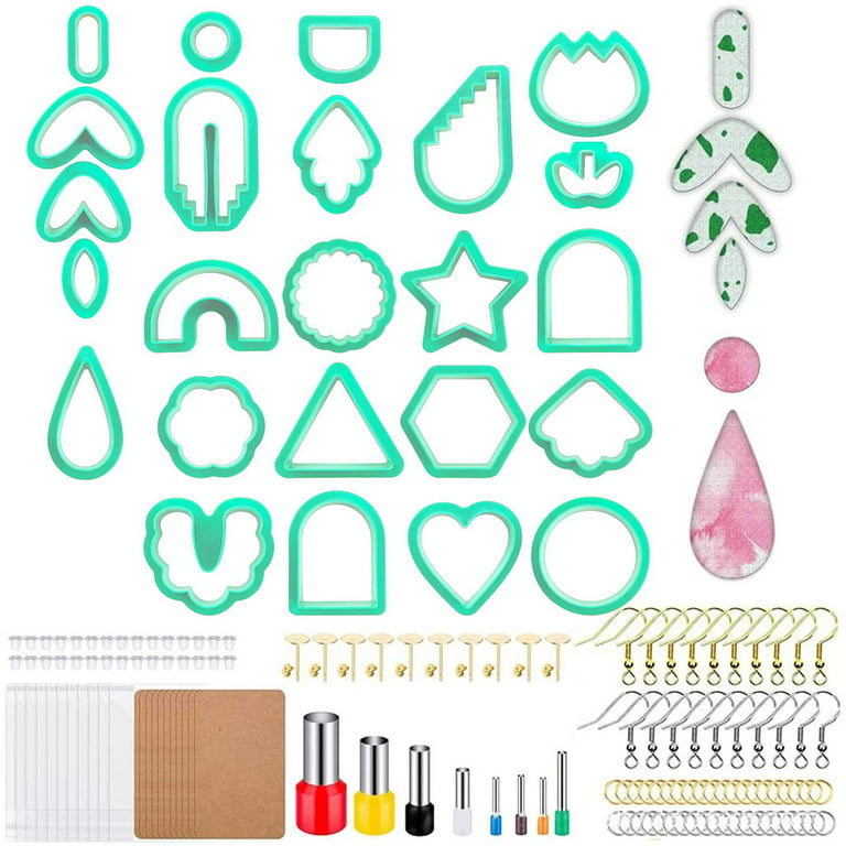 Lieonvis Polymer Clay Cutters Set,24 Shapes Clay Earring Cutters with 142  Earrings Accessories,Polymer Clay Tools for Polymer Clay Jewelry Making 