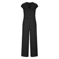 thumbnail image 7 of Teissuly Women'S Solid Color Short-Sleeved Casual Wide-Leg Jumpsuit With Button Pockets, 7 of 7