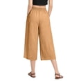 thumbnail image 3 of Lumtrix Cotton Linen Wide Leg Capri Pants for Women Casual Summer Cropped Pant with Pockets Elastic Waist Beach Lounge Trousers for Work Travel Vacation Ginger 3XL, 3 of 3