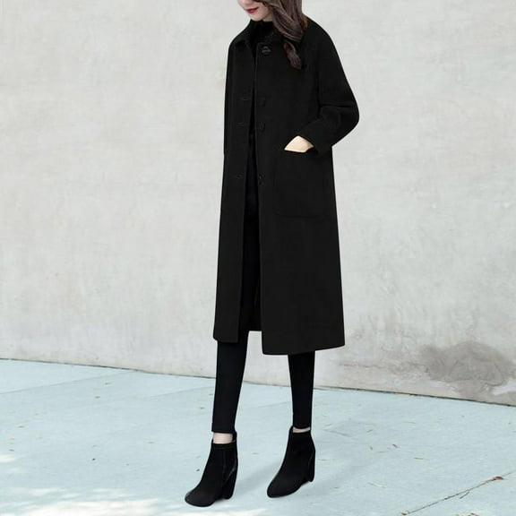 TAIAOJING Jackets For Women Winter Coat Coat Lapel Wool Coat Trench Jacket Long Overcoat