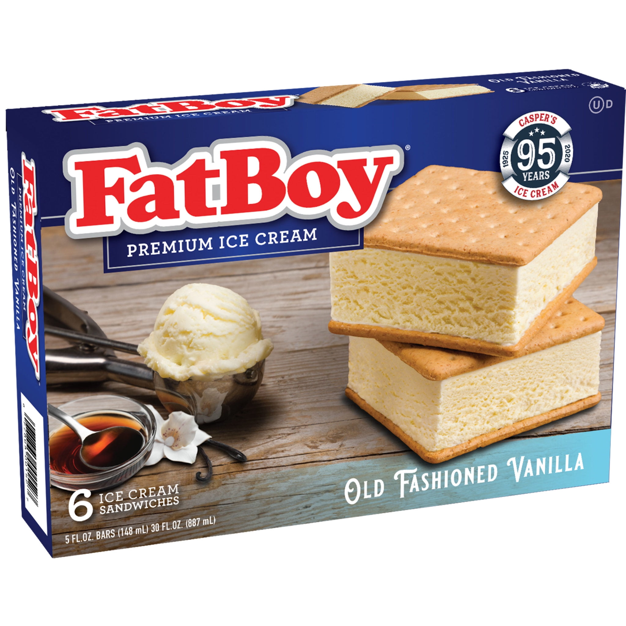 FatBoy Old Fashioned Vanilla Ice Cream Sandwich, 5 Fl Oz, 6 Count