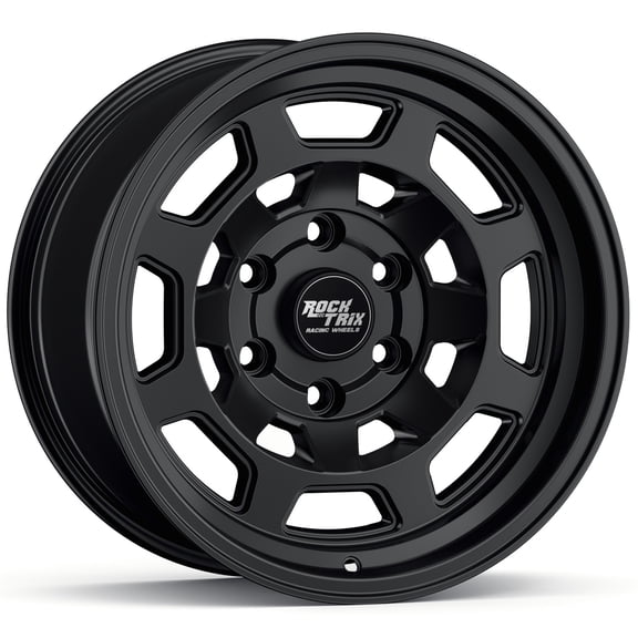 RockTrix RT117 17 inch Wheel for 2004-2026 Ford F150, 17x9 6x135 Rims, -12mm Offset, 4.5in Backspacing, Matte Black, 2200 lb Weight Rating, Also compatible with Bronco Raptor