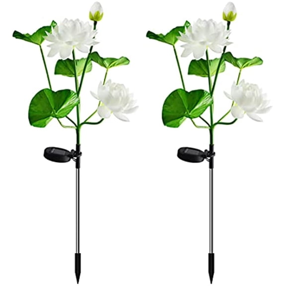 LINLIN 2 Pack Solar Lotus Flower Lights ,Solar Power Garden Lights Outdoor Waterproof Landscape Light Decorative Solar Stake Lights for Pathway Lawn Patio Yard