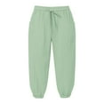 thumbnail image 3 of Bmisegm Women Capri Pants Wide Fit Elastic Waist Pocket Straight Leg Cropped Trousers with Pockets Casual Loose Comfy Womens Pants Light Green_002 S, 3 of 5