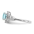 thumbnail image 4 of 10K White Gold Ring Band with Stones (03) March Aquamarine Oval Blue Diamond Round, Size 6, 4 of 5