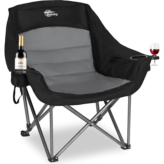 Bolosy Oversize 500 lb Capacity Camping Chairs with Cup Holder, Gray