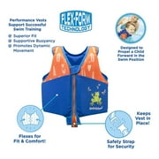 SwimSchool Small/Medium UPF Flex Foam Flotation Swim Trainer Vest, Blue/Orange