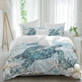 thumbnail image 2 of Teal Turtle Coastal Bedding 3 Piece Duvet Cover Set Queen Size, Summer Beach Nautical Starfish Soft Microfiber Comforter Cover with Zipper Closure & Pillowcases, Wrinkle & FadeResistant Quilt Cover, 2 of 9