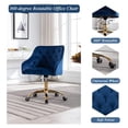 thumbnail image 3 of Drevy Velvet Home Office Desk Chair, Modern Swivel Task Armchair with Adjustable Height, Upholstered Tufted Accent Computer Chair for Home and Office Working or Studying, Navy Blue, 3 of 7