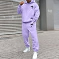 thumbnail image 2 of ibiyuan Mens 2 Piece Outfits Long Sleeve Casual Pullover Hoodie and Pants Long Sleeve Hoodie and Sweatpants Set Jogging Athletic Suits Long Sets Outfits,Light Purple, 2 of 6