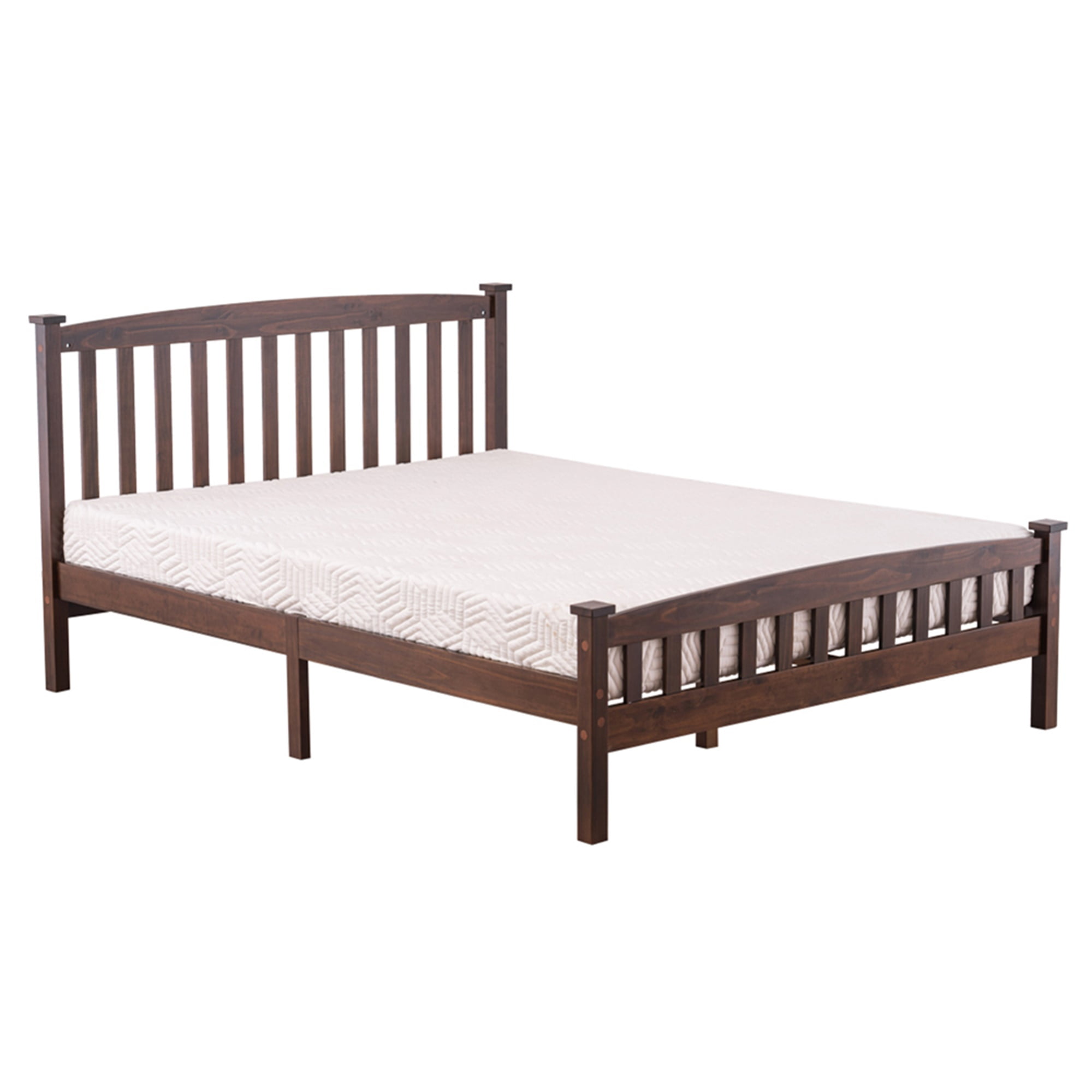 Kadyn Bed Frame with Headboard, Mid-Century Modern Solid Wood Platform Bed Frame, Wood Slat bed, Walnut Queen Bed