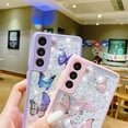 thumbnail image 5 of Compatible Galaxy S22 Plus Clear Butterfly Women Girls Flexible TPU Stars Sparkle Glitter Anti-Scratch Shockproof Protective Phone Cover for Galaxy S22 Plus, 5 of 6