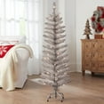 Holiday Time 4ft PreLit Rose Gold Tinsel Christmas Tree, Rose Gold, 4