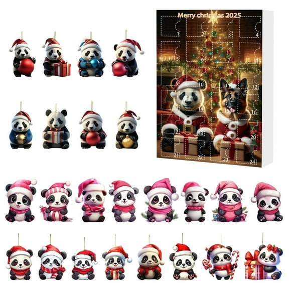 Nkmbld Advent Calendars Christmas Countdown Calendar Cute Panda Acrylic Decoration Gifts Box, Fun Holiday Party Favors for Girls Boys