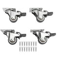 thumbnail image 2 of Small Furniture Casters, 360 Degree Rotating Locking Design 1in Diameter Steel Rubber Caster Wheels Set 4Pcs With 16 Screws For Home, 2 of 8