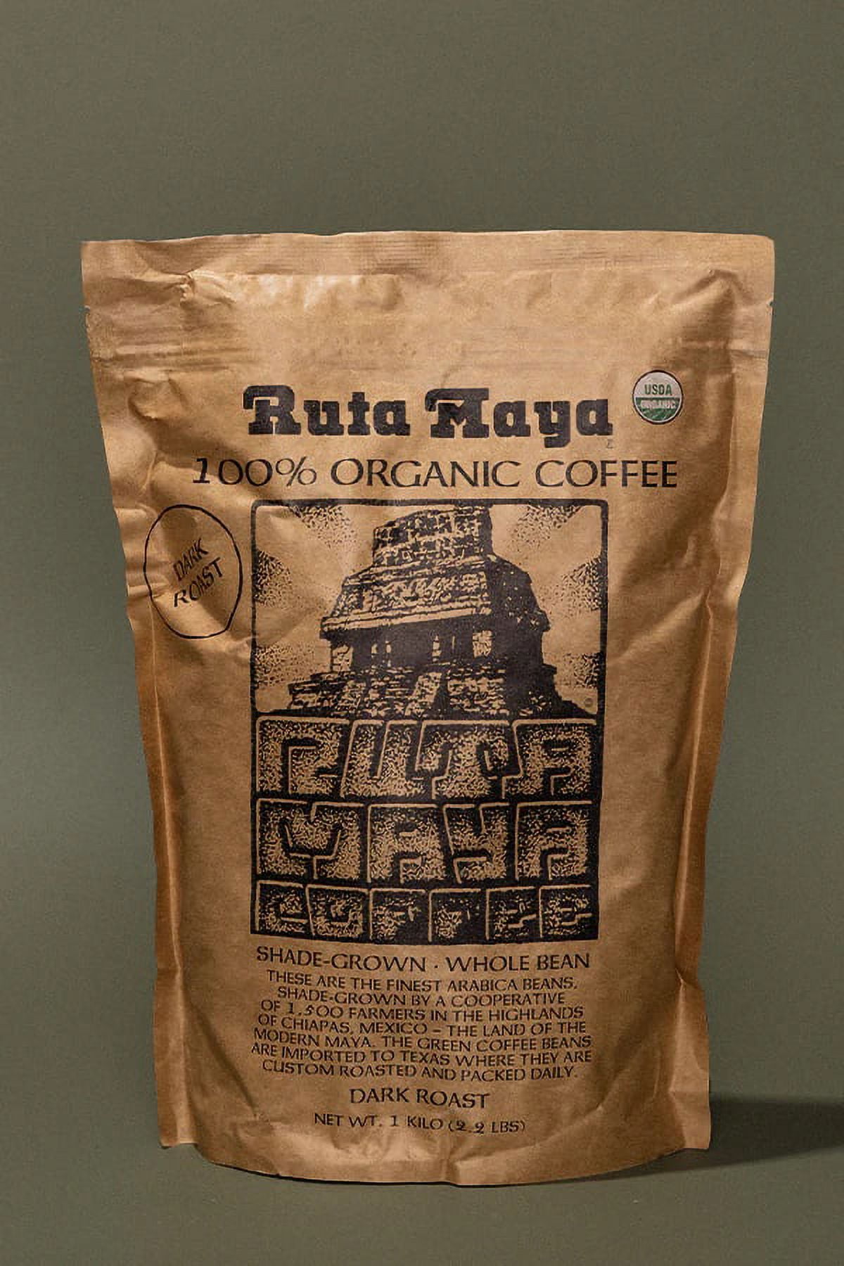 Ruta Maya 100% Organic Shade Grown Whole Bean Coffee 5LBS, Dark Roast