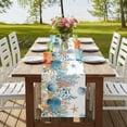thumbnail image 4 of Table Runners 108 Inches Long Dress Scarves, Teal Blue Coastal Farmhouse Coffee/Dining/Kitchen Table Runner for Living Room, Summer Beach Starfish Shell Coral Nautical 13x108 Inch, 4 of 9