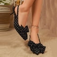 thumbnail image 3 of Heels for Women Bow Poined Toe Slingabck Sandals Summer Kitten Heel Ankle Strap Wedding Party Dress Pumps Shoes Black Size 8, 3 of 7