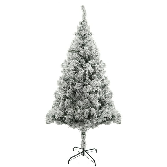 6ft White Flocked Pencil Christmas Tree - Slim Snow-Covered Artificial Pine with Realistic Branches, Metal Stand & Easy Assembly for Holiday Decor
