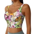 thumbnail image 2 of Bixox Women's Butterflies2 Pattern Fitness Navel Tank Top U-Back Yoga Tank Top Sweatshirt Sports Bra, 2 of 7