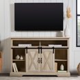 thumbnail image 3 of Woven Paths Farmhouse Barn Door TV Stand for TVs up to 60", White Oak, 3 of 11