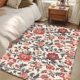 thumbnail image 4 of 3'x5' Area Rugs, Red Black Floral Indoor Outdoor Area Rug for Living Room Bedroom, Vintage Watercolor Flower Leaf Plant Washable Bathroom Rugs Kitchen Floor Carpet Mats Home Decor Aesthetic, 4 of 8