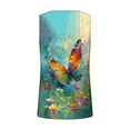 thumbnail image 4 of Oplxuo Womens Butterfly Floral Printed Tank Tops Crewneck Pleated Dressy Flowy Blouse Casual Summer Sleeveless Loose Tunic T-Shirts, 4 of 5