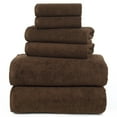 thumbnail image 3 of Lavish Home 6-Piece 100% Cotton Machine Washable Bath Towels, Chocolate, 3 of 4