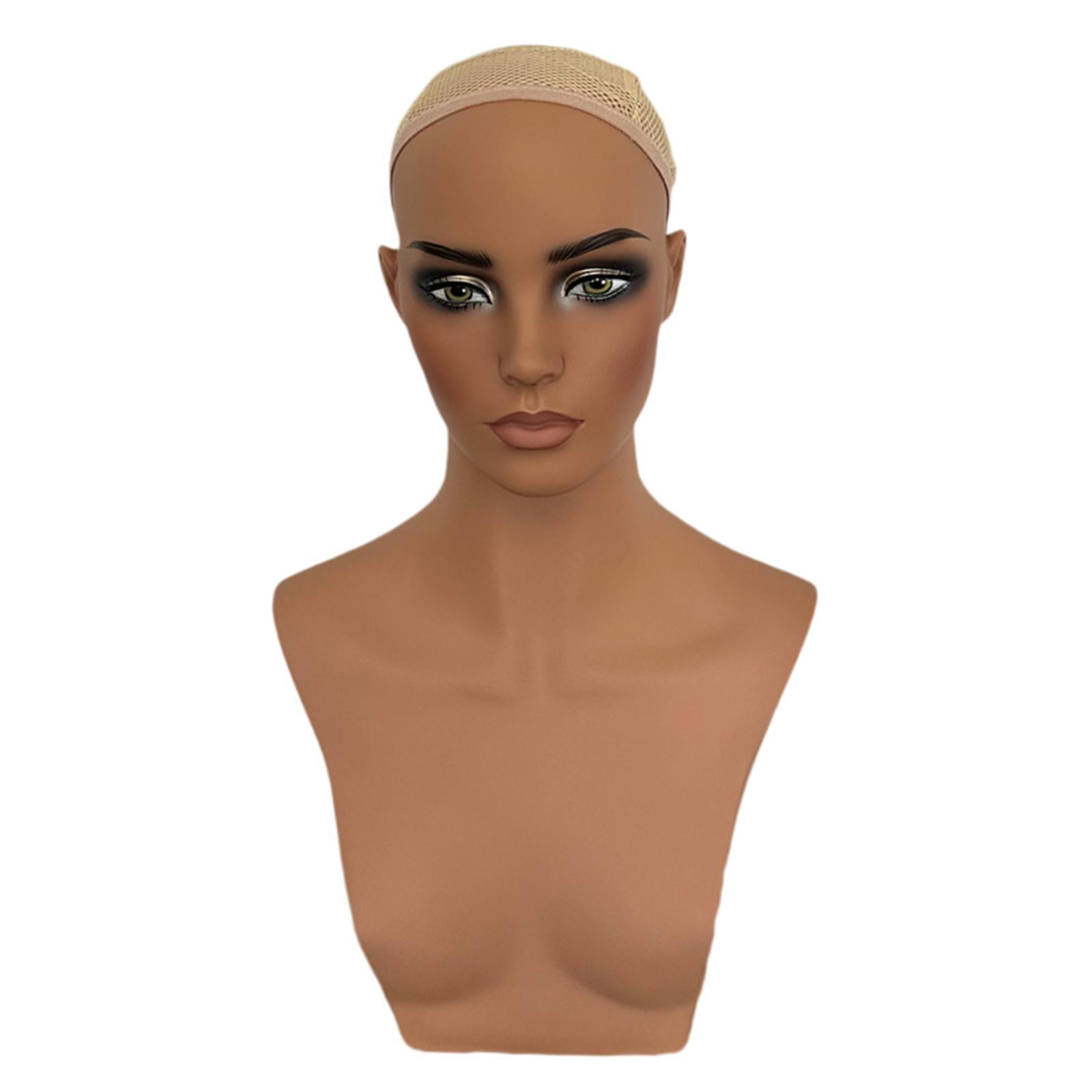 Gazechimp Mannequin Head Head Circumference 53cm Holder for Earrings Hat Jewellery with Shoulder