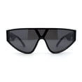 thumbnail image 2 of Womens Lion Emblem Triangular Shield Luxury Fashion Sunglasses Black Silver, 2 of 4
