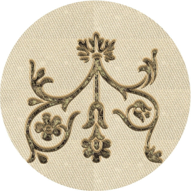 Ahgly Company Tapis Rond Lavable en Machine Intérieur Transitionnel Pérun Brun, 7 Pieds Rond