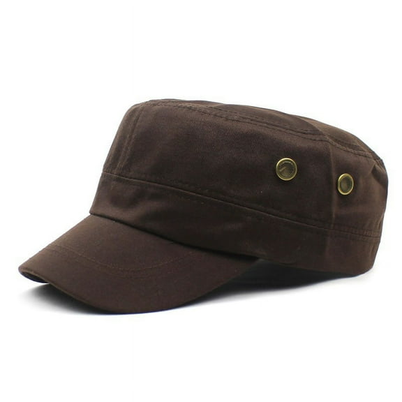 SikaFu Men's New Solid Color Cotton Hat Spring And Summer Outdoor Sports Sunscreen Sunscreen Hat, Two -Hole Flat Top Army Hat
