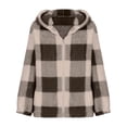 thumbnail image 4 of Women 2025 Plaid Shacket Jacket Zip Up Flannel Long Sleeve Baggy Outerwear Coat Lightweight Trendy Checkered, 4 of 4