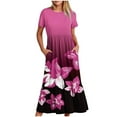 thumbnail image 1 of Fankiway Robe Longue Ample à Manches Courtes avec Poche et Col Rond Imprimé pour Femmes Rondes Robes de Printemps pour Femmes 5836, 1 of 4