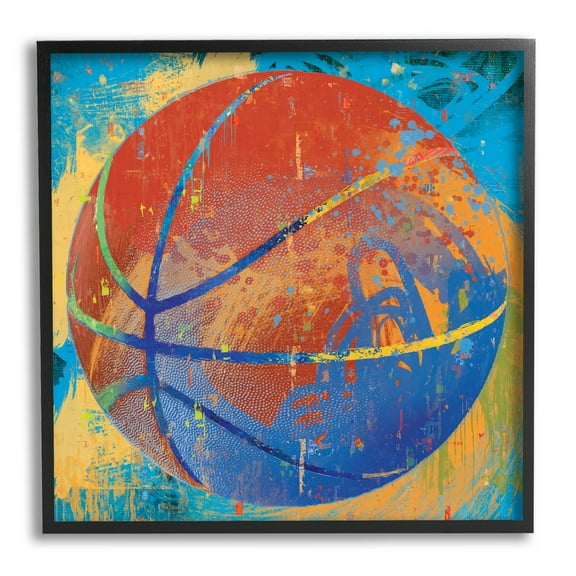 Stupell Industries Urban Splatter Sports Basketball Graphic Art Black Framed Art Print Wall Art, Design by Savannah Miller