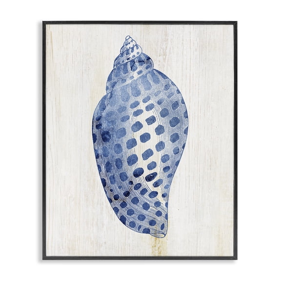 Stupell Industries Spotted Blue Cowrie Shell Animals Painting Black Framed Art Print Wall Art, 11 x 14