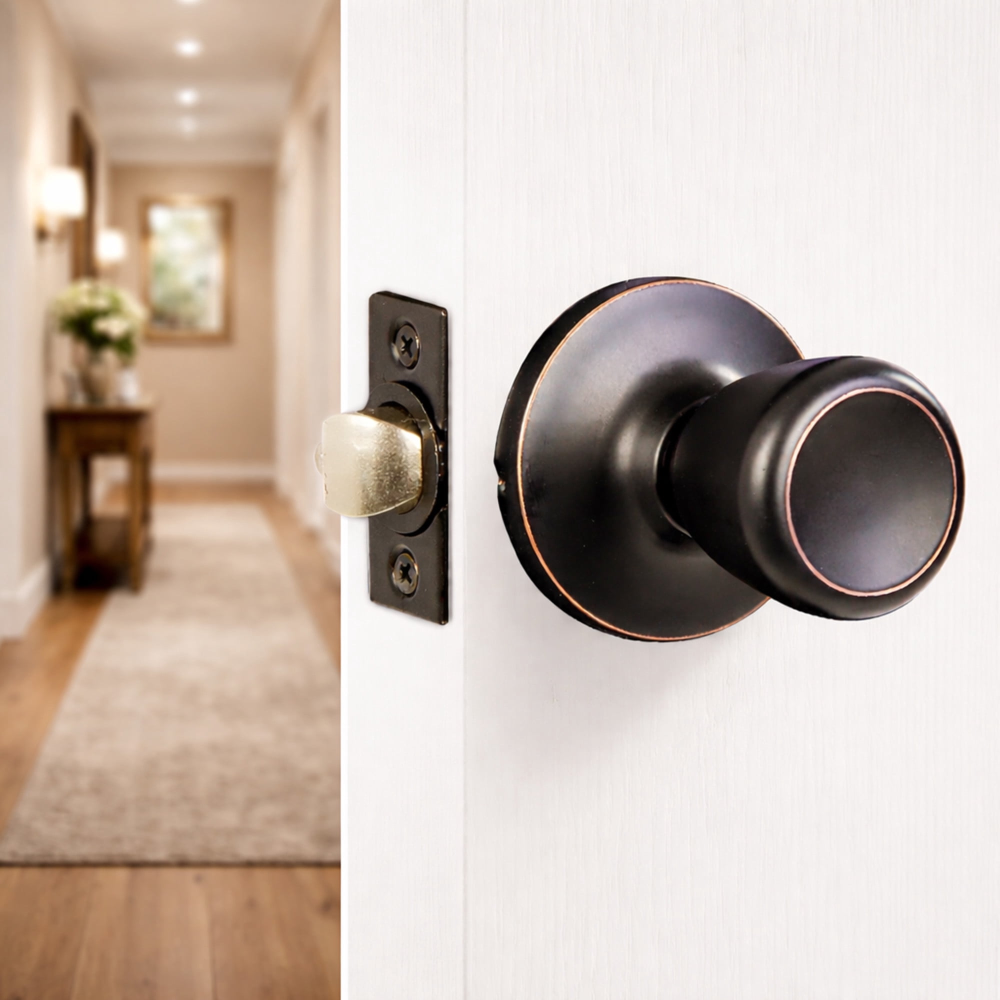 Oil Rubbed Bronze Passage Door Knob for Hall and Closet, Interior, 12-Pack