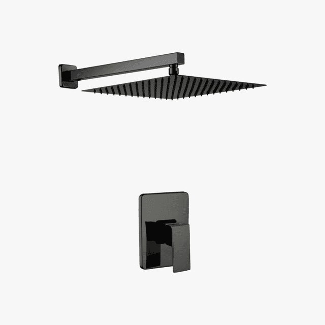 KIT REGADERA CUADRADA 8'TIPO LLUVIA MAXIMS FS004-SNEGRO ACERO