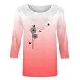 thumbnail image 4 of QATAINLAV Shirts for Women 2025 Summer Fashion Cute Print Tees Shirts Casual Loose Crew Neck 3/4 Sleeve Cotton Blouse Workout Tops Red L Today Prime Sales, 4 of 6