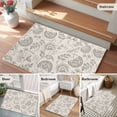 thumbnail image 6 of Farmhouse Light Grey Floral Washable Area Rug 2 x 3 ft Linen Boho Paisley Flower Rustic , Soft Non Slip Rugs Stain Repellent Indoor Felt Carpet for Living Dining Room Bedroom Home Office, 6 of 9
