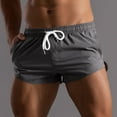 thumbnail image 6 of Yuncity Men Shorts Solid Color High Waist Elastic Thin Lightweight Drawstring Summer Running Jogging Sport Outdoor Daily Wear Men's Shorts Size M Grey, 6 of 7
