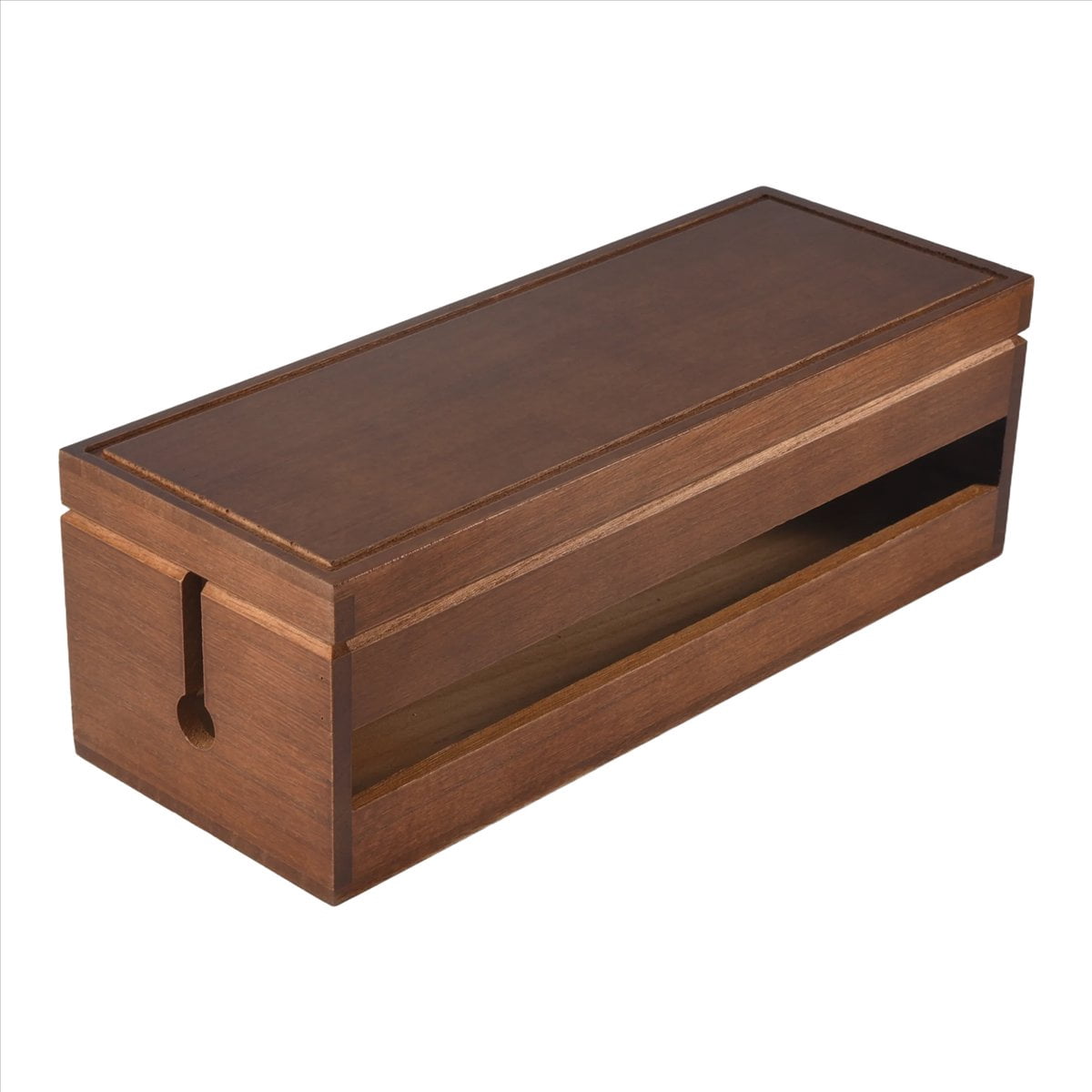 Cable Management Box Wooden Cord Organizer Box for Extension Cord Power Stripe Surge Protector Wire (Coffee Color)