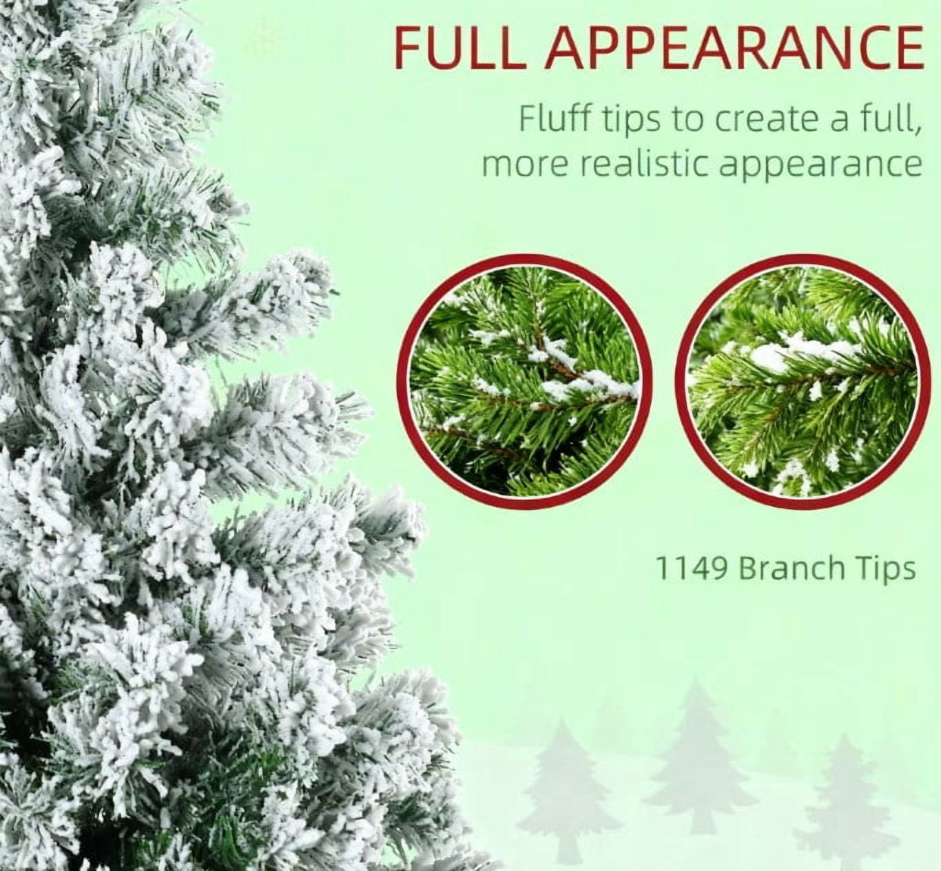 7.5ft Prelit Snow Flocked Christmas Tree with 550 LED Lights 1149 Tips Auto-Open Branches Indoor Decor
