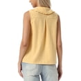 thumbnail image 3 of INSPIRE CHIC Cute Gingham Sleeveless Tops for Women's Peter Pan Collar Ruffled Trim Button Down Blouse M Yellow, 3 of 6