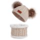 thumbnail image 3 of Conjunto de dos piezas de gorro y bufanda de invierno para niños, gorro de punto de doble bola para bebé, cálido y acolchado de terciopelo, 3 of 5