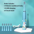 thumbnail image 1 of Cepillo de dientes eléctrico para niños, dibujos animados, con cabezal de repuesto, ultrasónico, IPX7, resistente al agua, recargable, sónico, 1 of 6