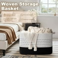thumbnail image 6 of 108L Extra Large Blanket Basket, 25”x16”x16” Rectangle Woven Cotton Rope Baskets for for Living Room, Toy Storage with Handle- Gradient Black, 6 of 13