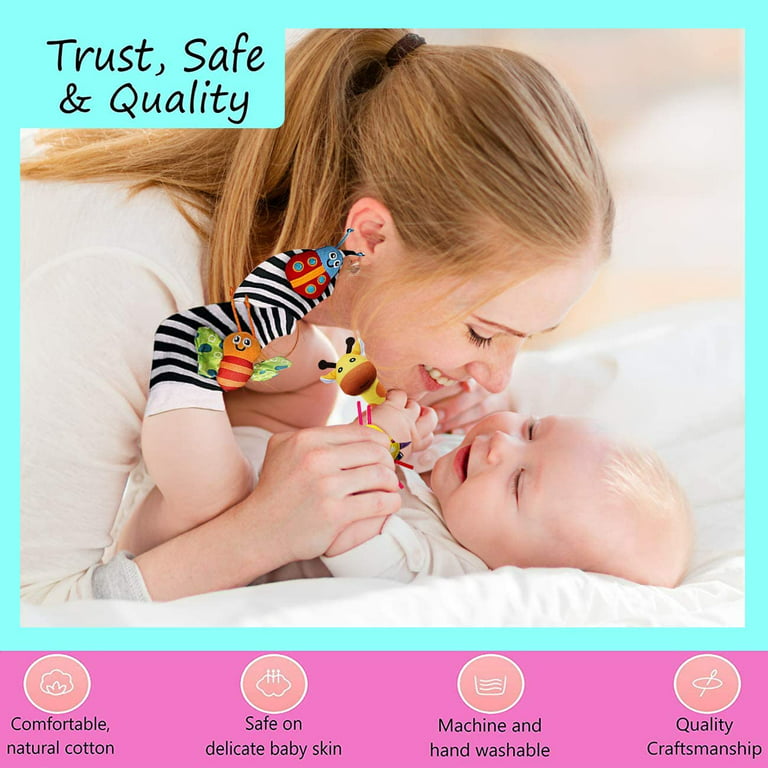 Baby Foot Finder & Wrist Rattle, Sensory Learning Toys for Infants  Developmental, Unisex Newborn Socks Toys for 0-3, 3-6, 6-12 Months  Babies(Butterfly