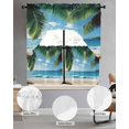 thumbnail image 2 of Coastal Ocean Swag Kitchen Curtains Sets for Windows 24 Inch Length, Sandy Beach Coconut Tree Blue Sky Scenery Short Window Curtain Panels Swags Valances and Tiers 3 Piece Set for Cafe/Dining Room, 2 of 5